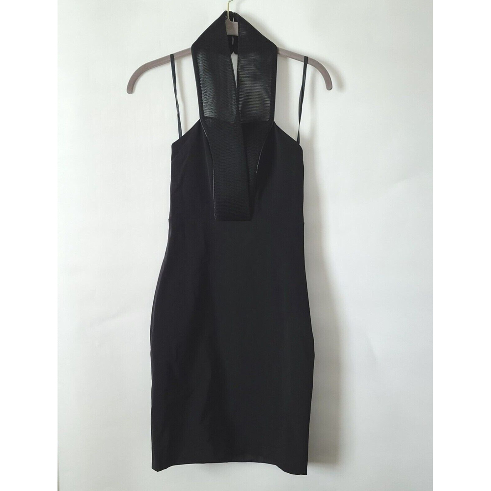 Kora Rae Fitted Halter Dress Size XS Black Mini Side Zip Mesh Halter LBD EUC